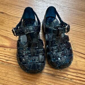 NWOT Gap dark‎ blue glitter sparker bucket jelly sandals SIZE 5